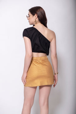 Gold Shimmer Tulip Mini Skirt