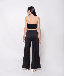 Black High Slit Stretch Pants