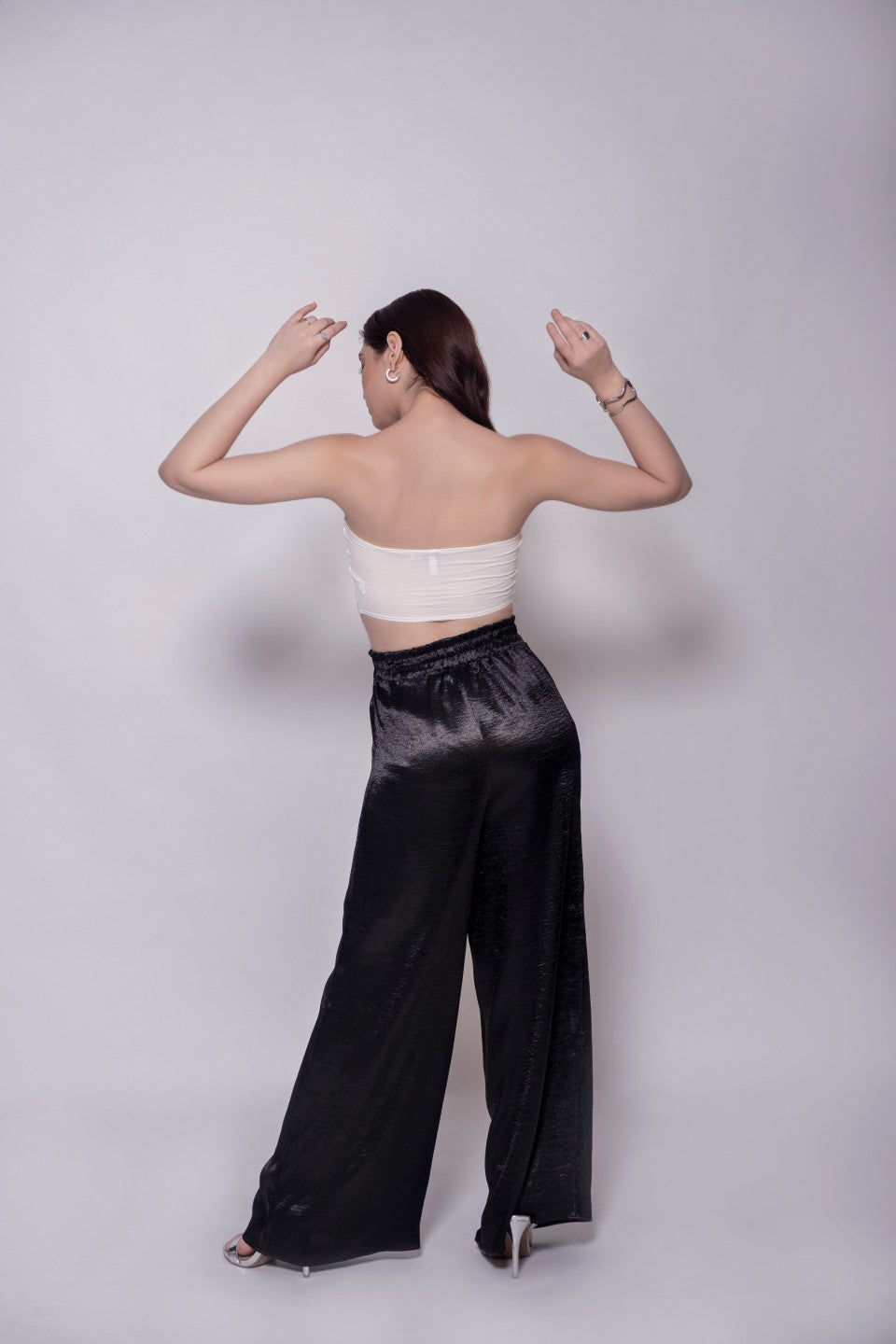 Black Metallic Velvet Pants