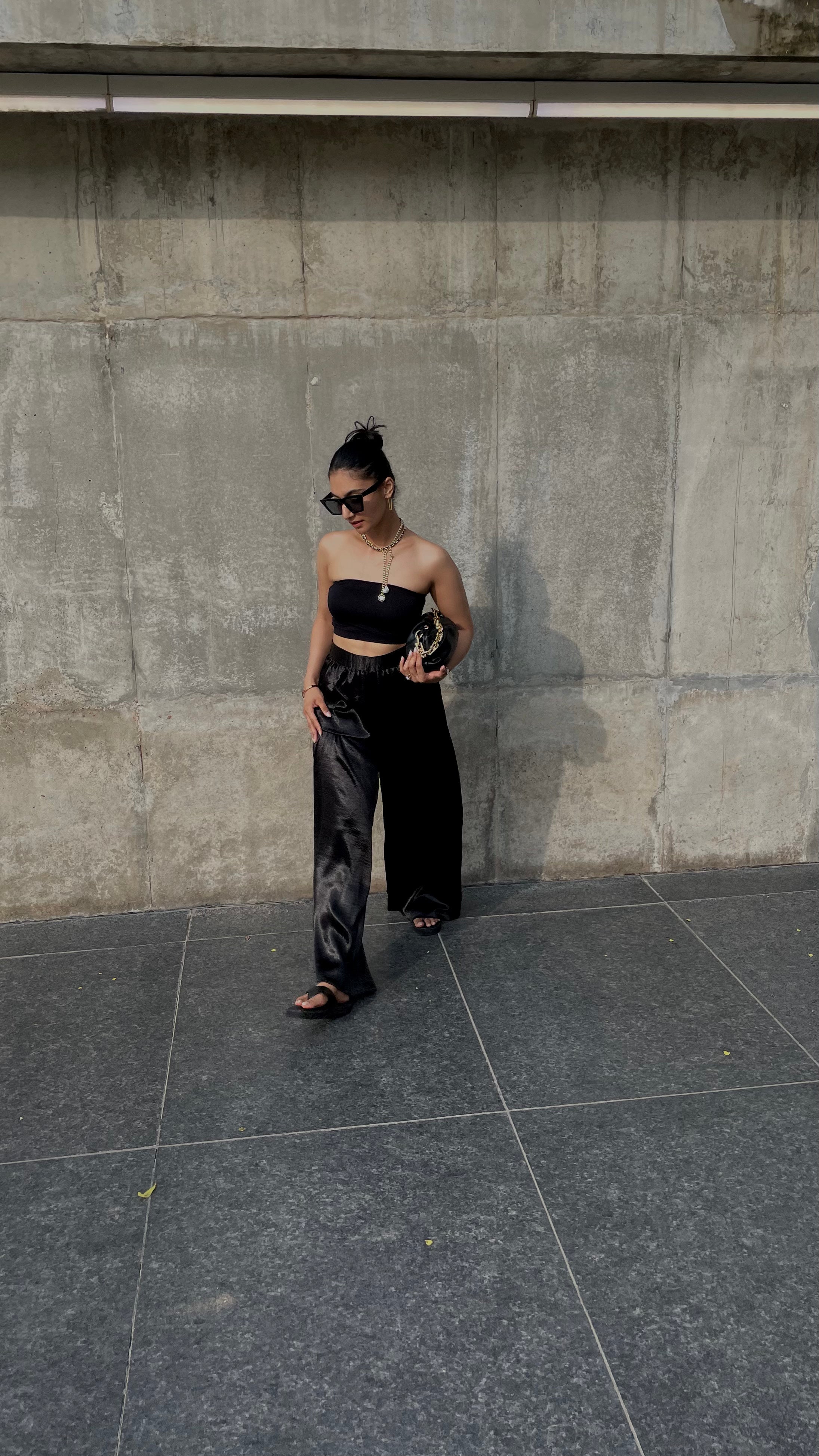 Black Metallic Velvet Pants