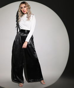 Black Metallic Velvet Pants