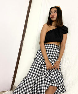 Black Balloon Poplin Crop Top