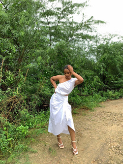 White Wrap Around Midi Skirt