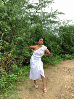 White Wrap Around Midi Skirt